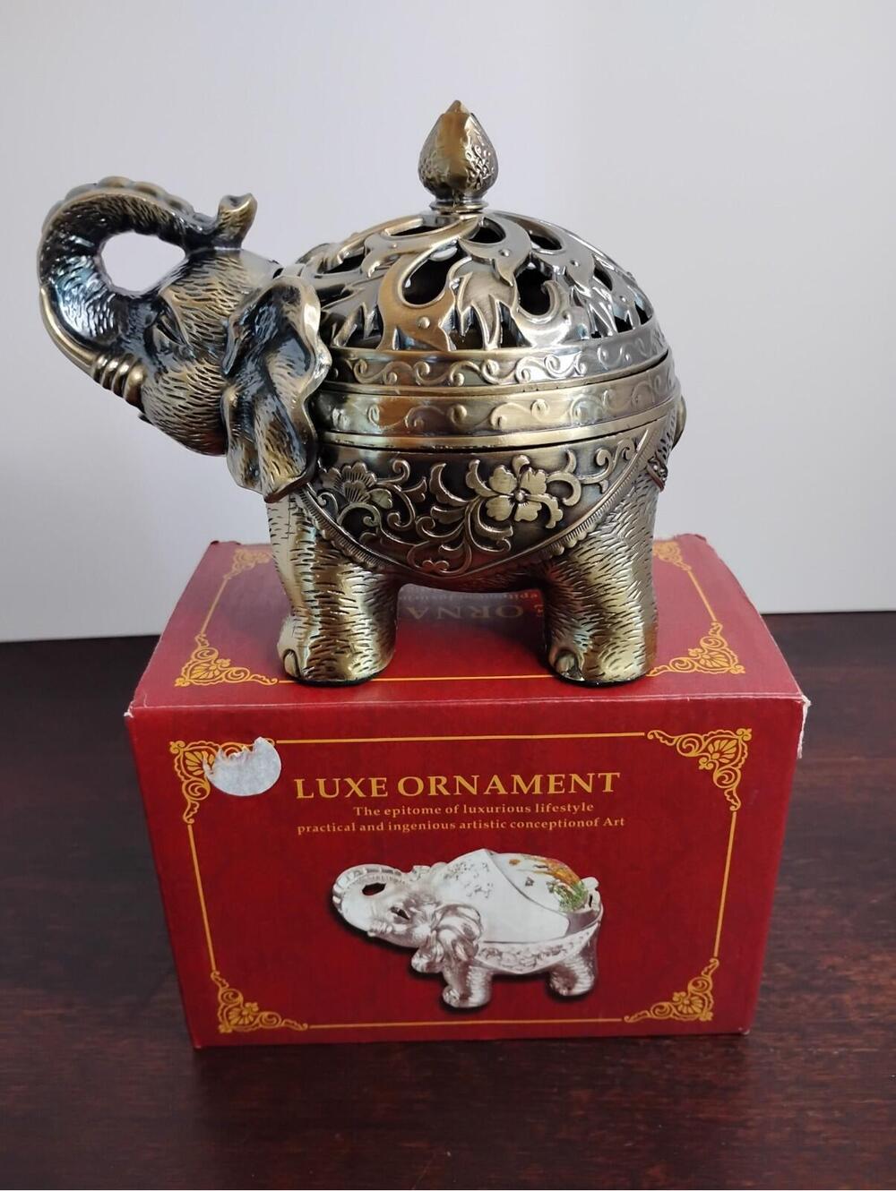 Lucky Luxe‎ Elephant Ornament Bronze Toned Decorative Home Accent Global Style - Picture 5 of 9